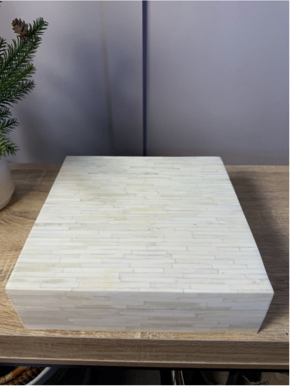 Bone Immiation Inlay Home Decor Jewelry Box Brown And White